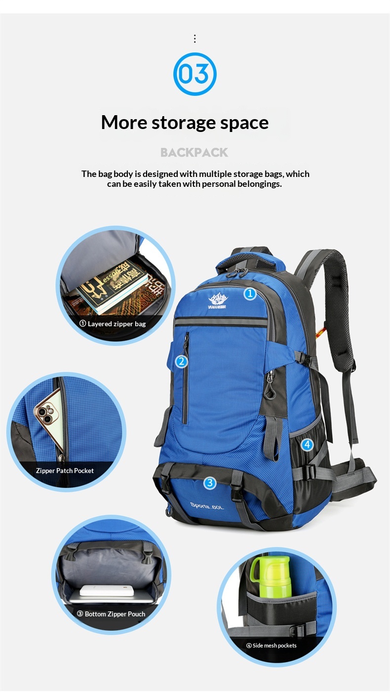 ActiveGo Rucksack mit großem Fassungsvermögen zum Wandern und Klettern, Herrenrucksack (60 l), Damen-Reiserucksack, Outdoor-Kletterrucksack_voghion.com