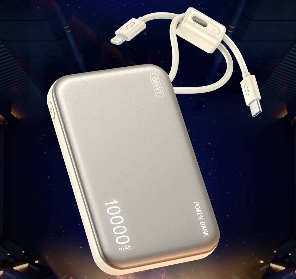 Ultradünne Powerbank mit Trageband und Kabel, 10000 mAh, Mini-Schnellladefunktion, tragbares Ladegerät aus Metall, individuell anpassbar_voghion.com