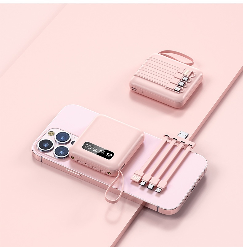 Custom Bank 20000mAh Mini Fast Charging With Cable Large Capacity Airplane Portable Mobile Power Supply_voghion.com