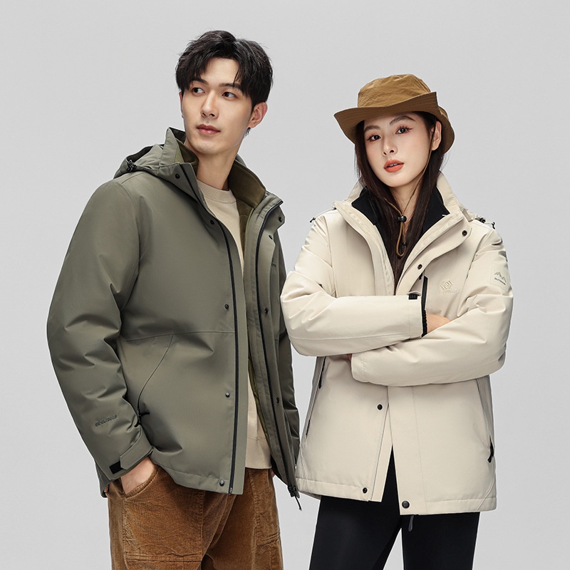 ActiveGo Winter New Unisex 3-in-1 Goose Thickened Detachable Inner Liner Hooded Down Jacket Coat_desvips.com