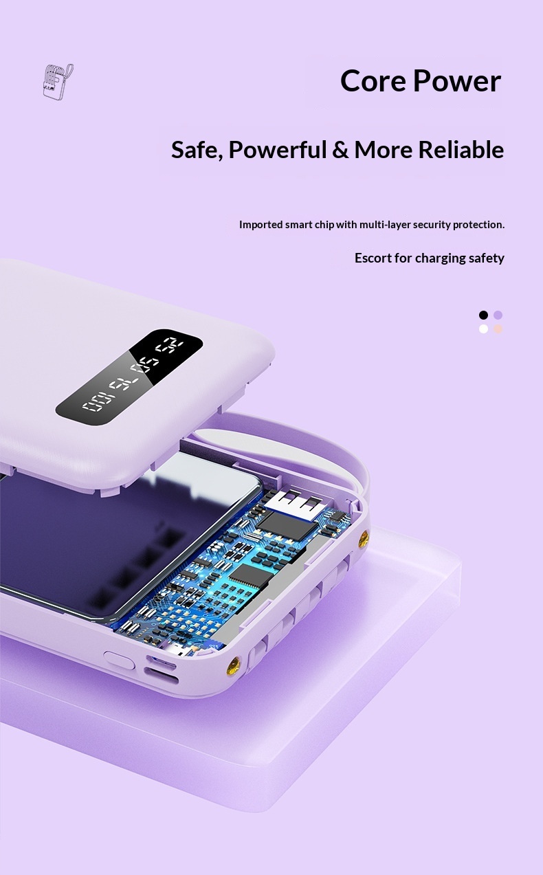 Custom Bank 20000mAh Mini Fast Charging With Cable Large Capacity Airplane Portable Mobile Power Supply_voghion.com