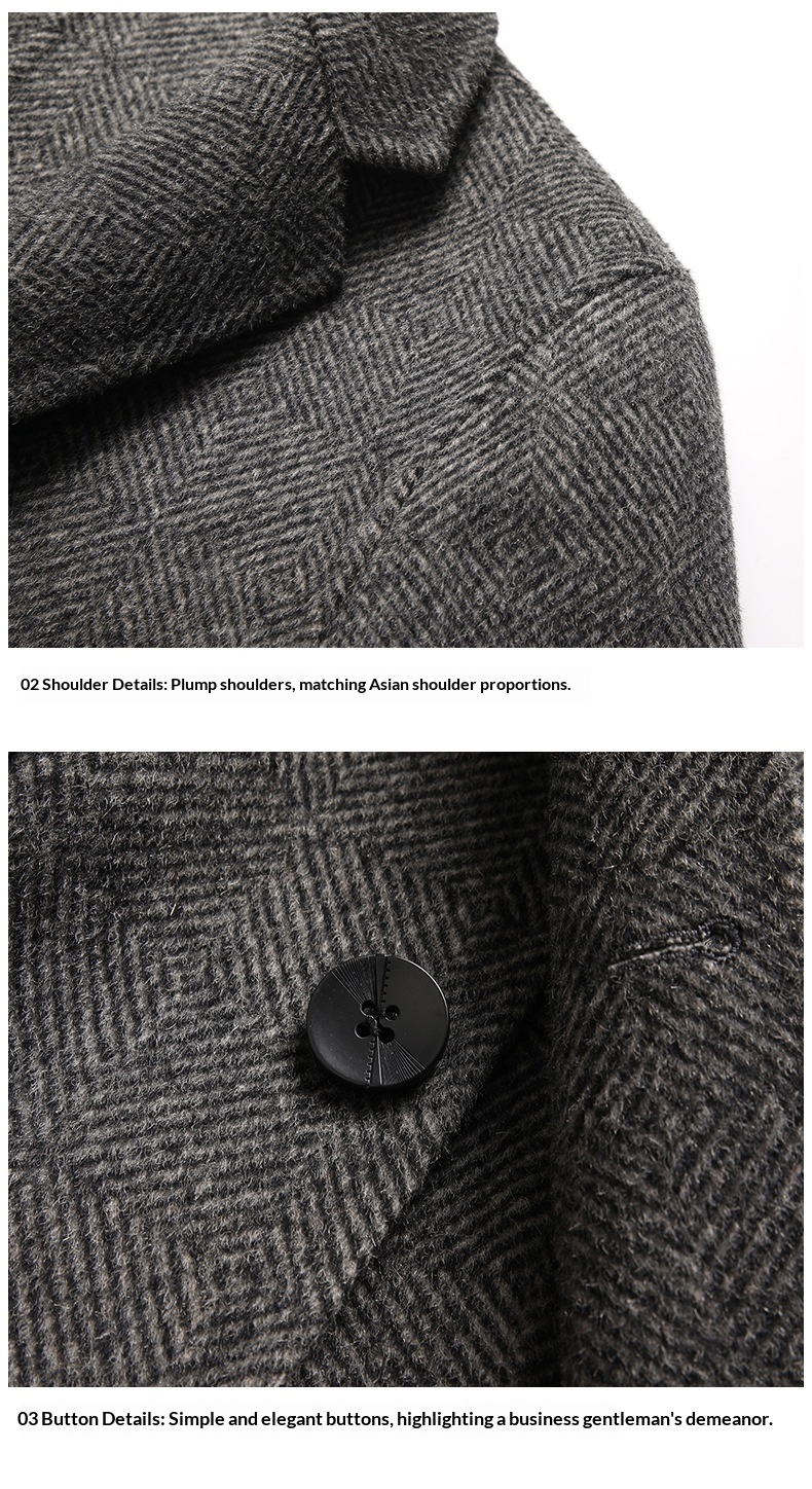 BOY BOY Autumn Winter Handmade Double-Sided Wool Herringbone Pattern Men's Split Non-Iron Small Suit Jacket For Men_voghion.com