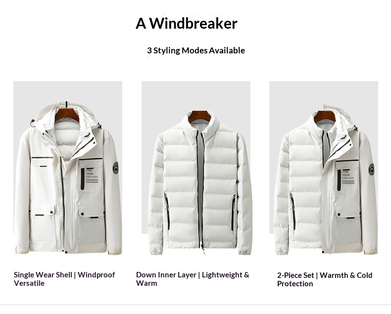 ActiveGo Men's With Down Liner, Women's Waterproof Hiking Jacket, 3-in-1 Softshell Jacket_voghion.com