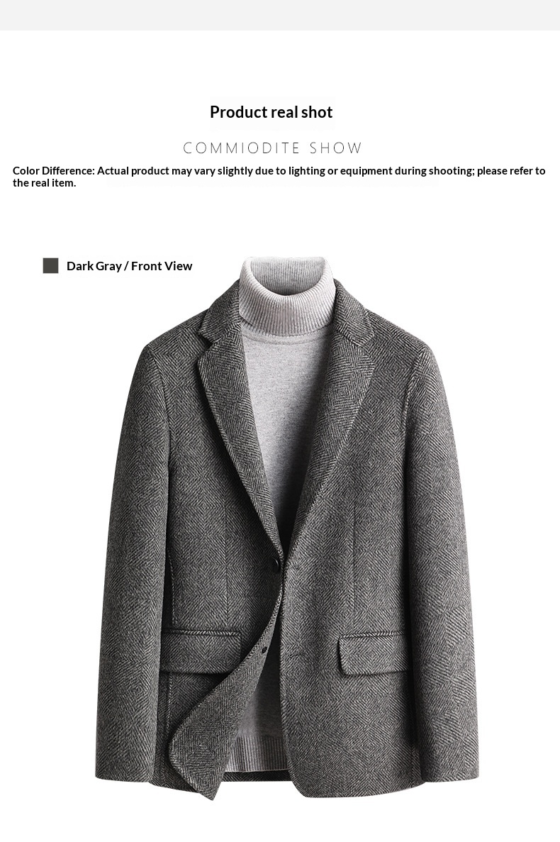 BOY BOY Autumn Winter Handmade Double-Sided Wool Herringbone Pattern Men's Split Non-Iron Small Suit Jacket For Men_voghion.com