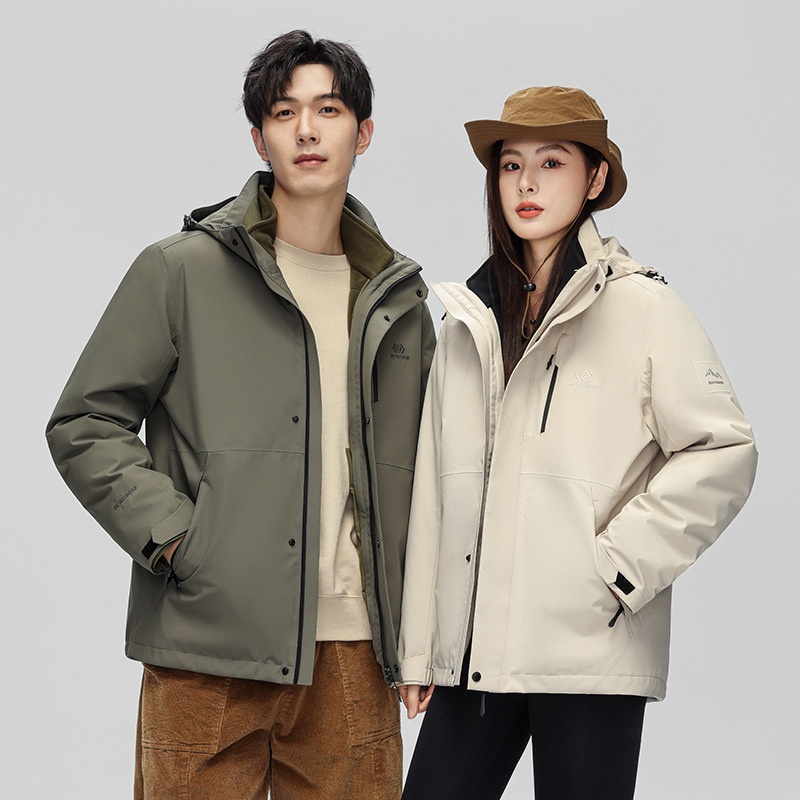ActiveGo Winter New Unisex 3-in-1 Goose Thickened Detachable Inner Liner Hooded Down Jacket Coat_desvips.com