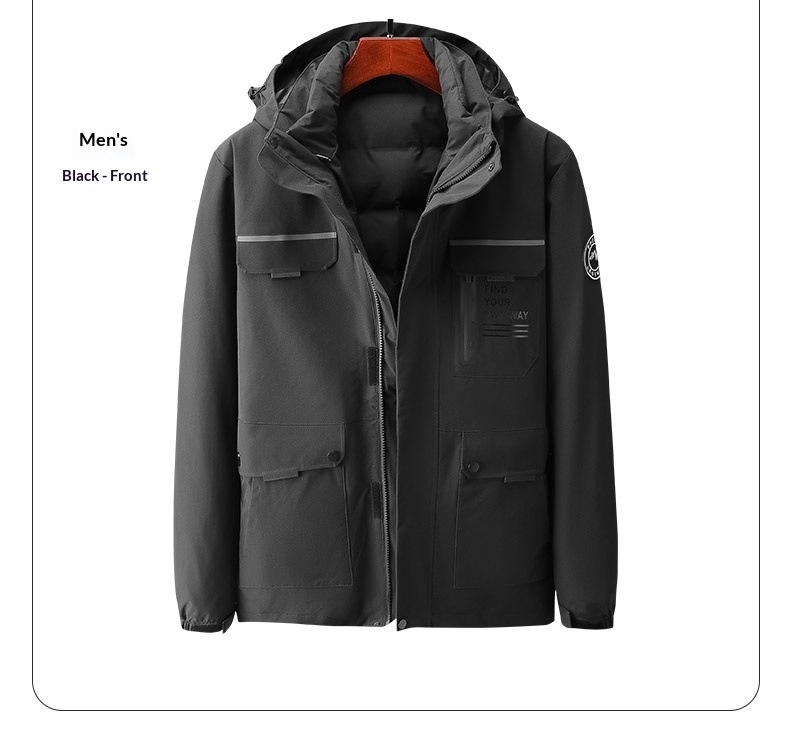 ActiveGo Men's With Down Liner, Women's Waterproof Hiking Jacket, 3-in-1 Softshell Jacket_voghion.com