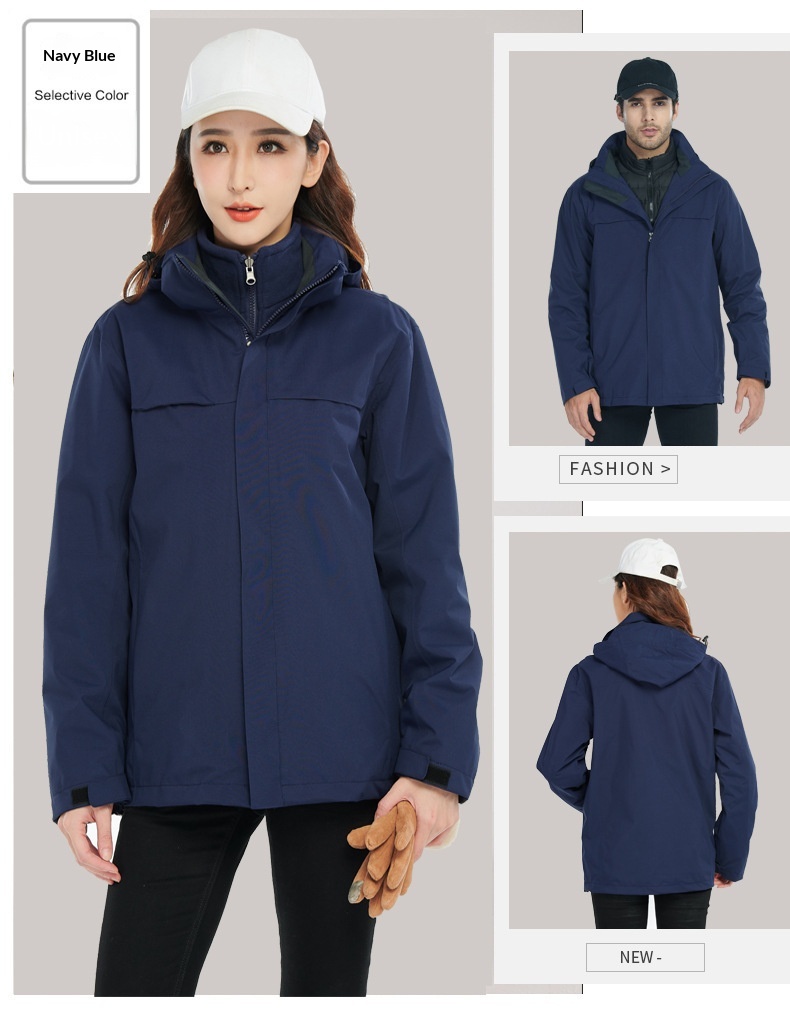ActiveGo 2024 Autumn Winter Outdoor Down For Men Women, Three-in-One Set, Windproof And Waterproof Hiking Jacket_desvips.com