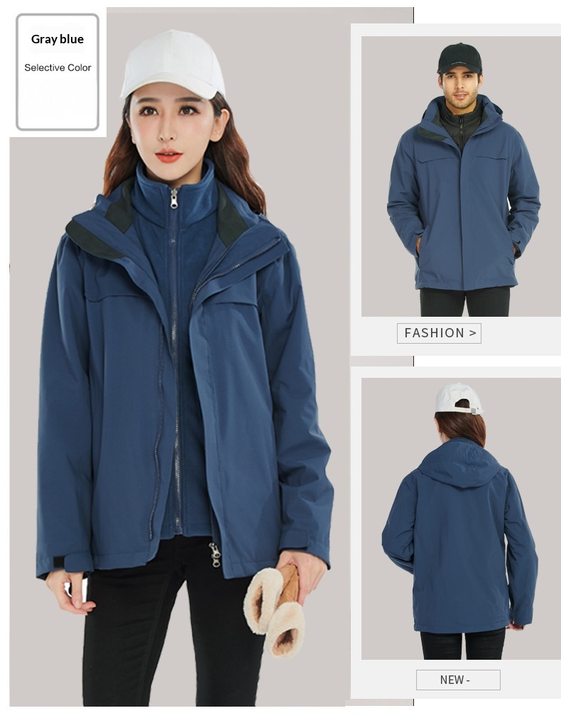 ActiveGo 2024 Autumn Winter Outdoor Down For Men Women, Three-in-One Set, Windproof And Waterproof Hiking Jacket_desvips.com