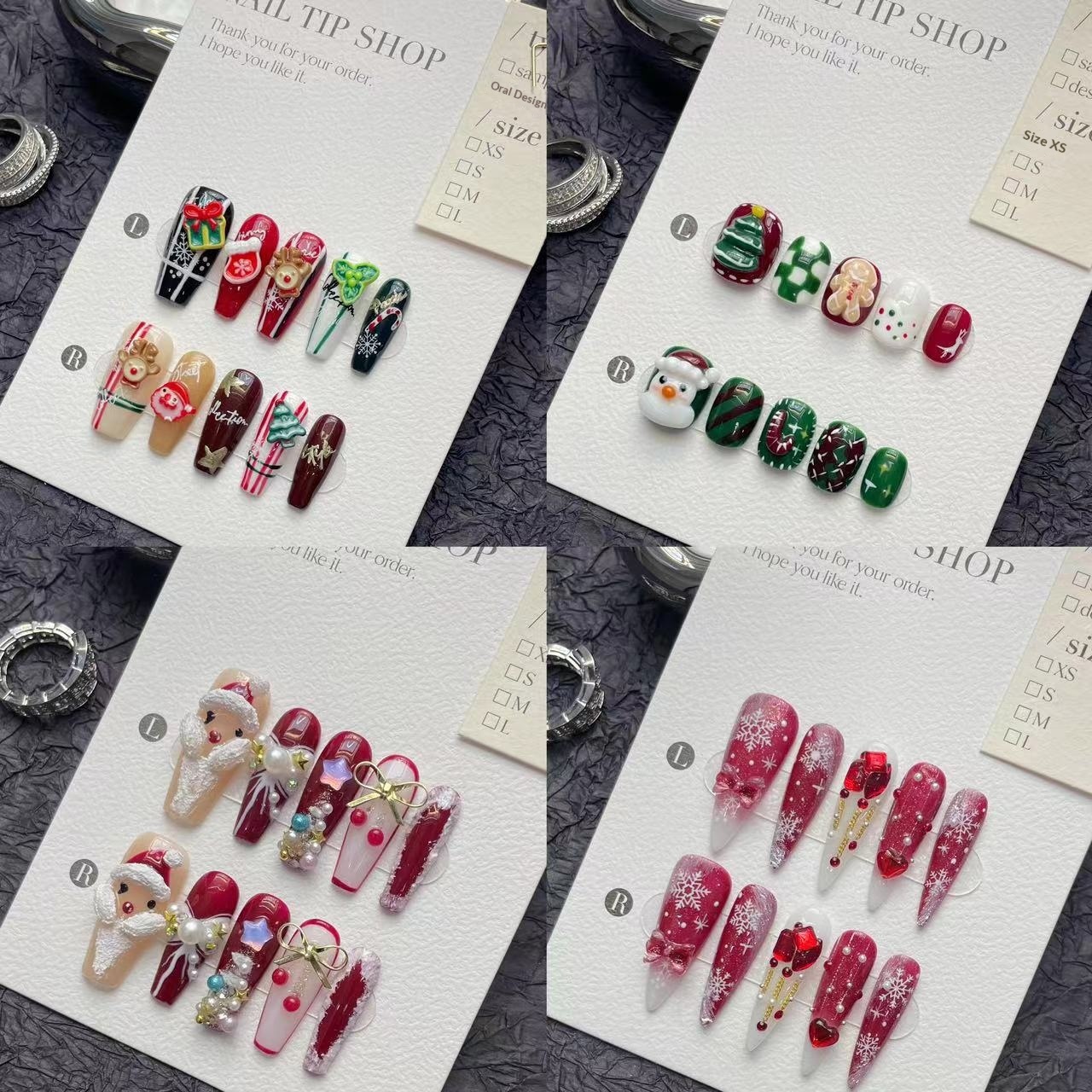 Collection Merry Christmas Heavy Craft Handmade Wearable Long And Short Styles Wholesale Finished Nails_voghion.com