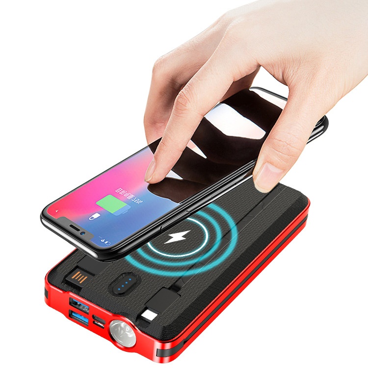 Comes With 4-Wire Solar Power Bank 30000mAh Wireless Large Capacity Two-Way Fast Charging Portable Charger CE_voghion.com