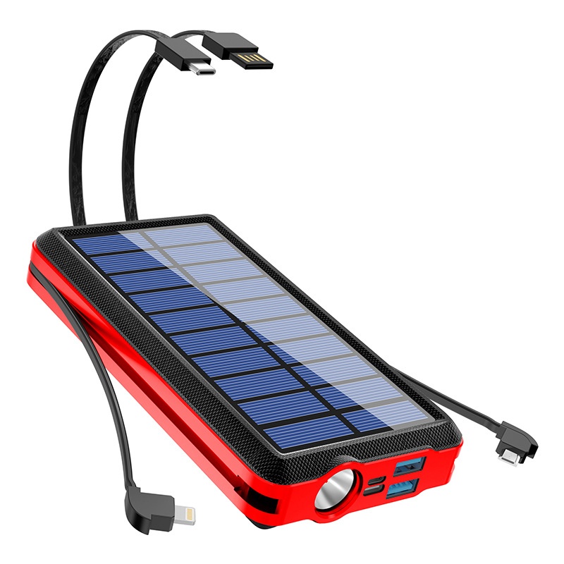 Comes With 4-Wire Solar Power Bank 30000mAh Wireless Large Capacity Two-Way Fast Charging Portable Charger CE_voghion.com