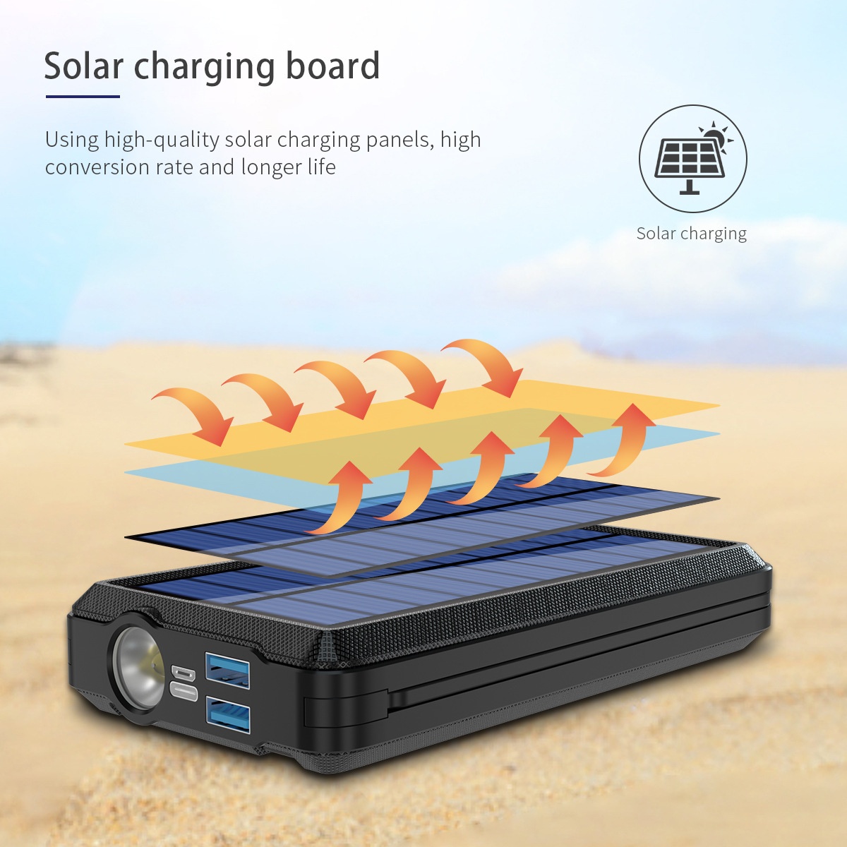 Comes With 4-Wire Solar Power Bank 30000mAh Wireless Large Capacity Two-Way Fast Charging Portable Charger CE_voghion.com