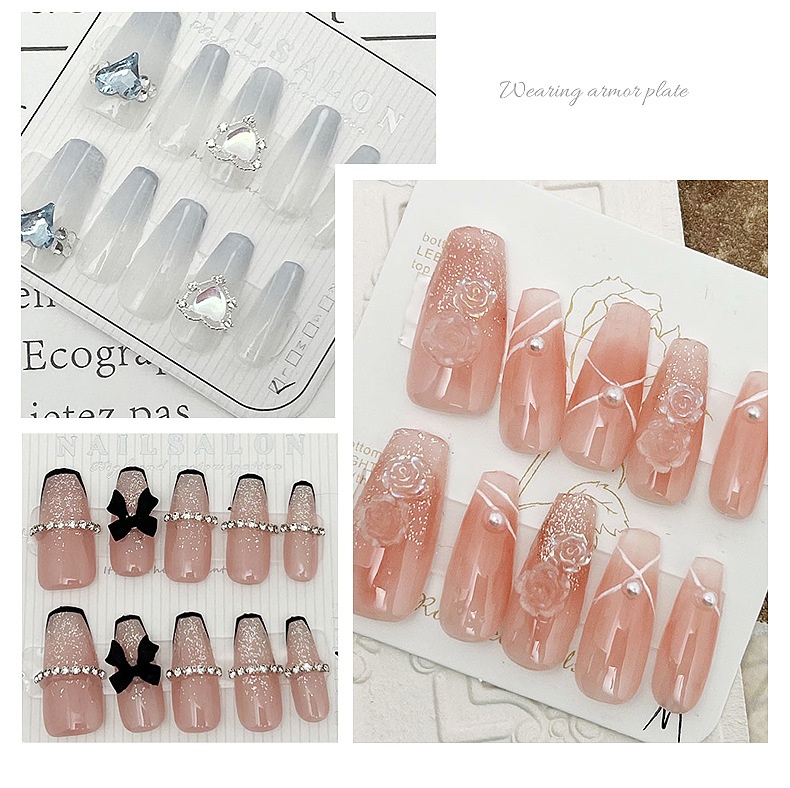 Original Art Dark Yabi Style Niche Hot Girl Castle Beauty Wearable Finished Nail Stickers Christmas_voghion.com