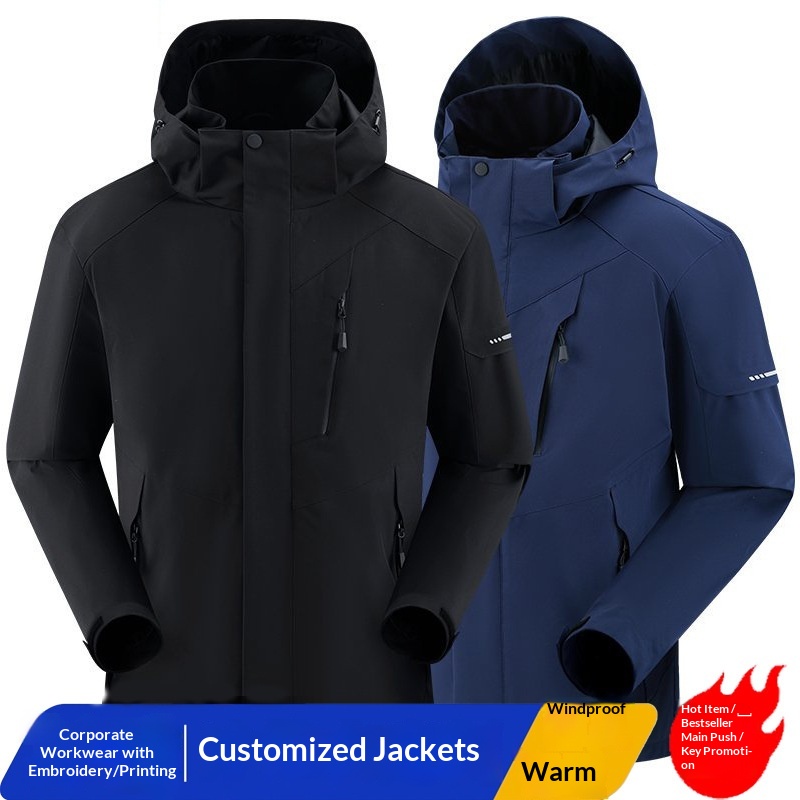 Giacca invernale tre in uno personalizzata, stampata, ricamata, foderata in pile, da uomo, da lavoro aziendale_voghion.com