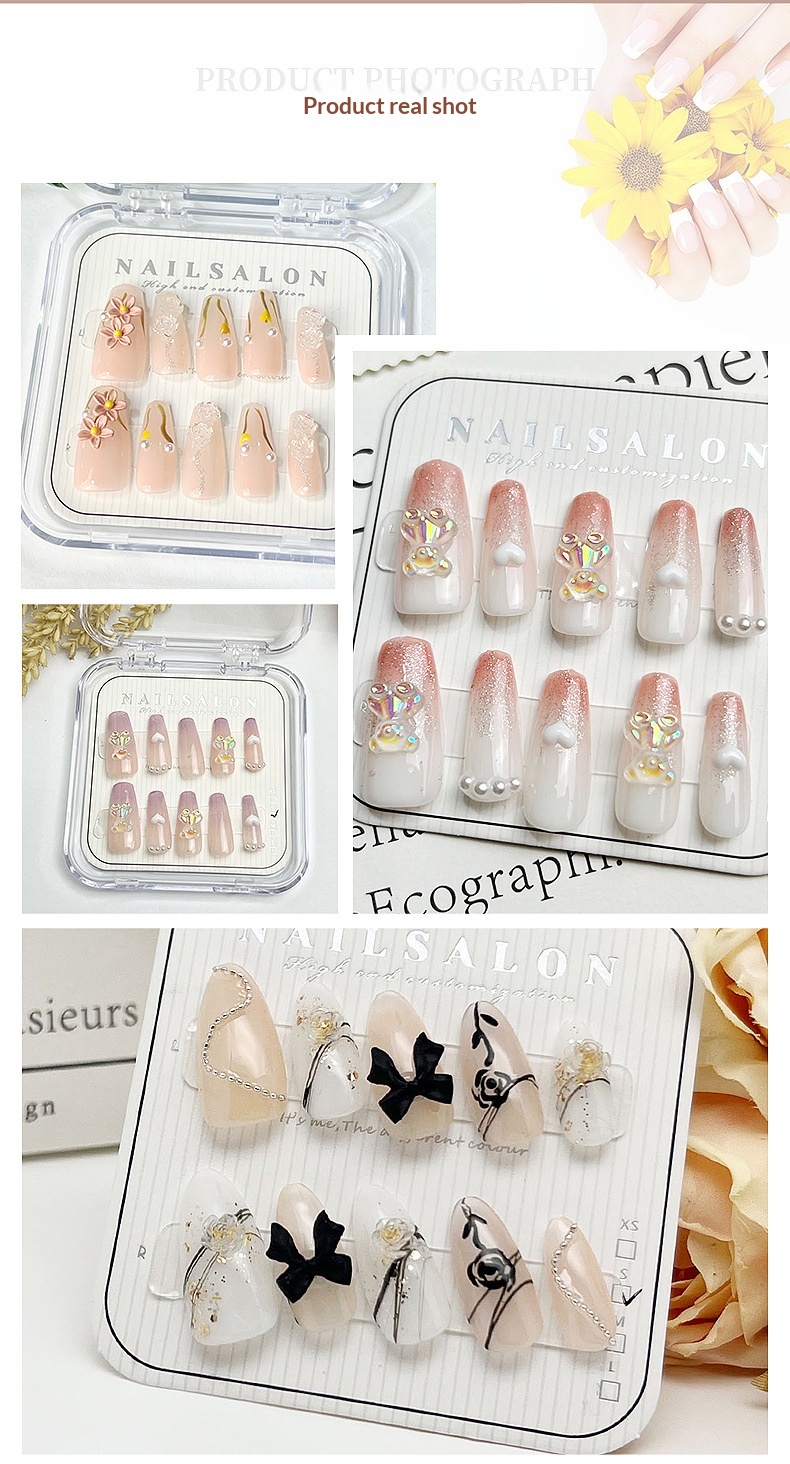 Original Art Dark Yabi Style Niche Hot Girl Castle Beauty Wearable Finished Nail Stickers Christmas_voghion.com