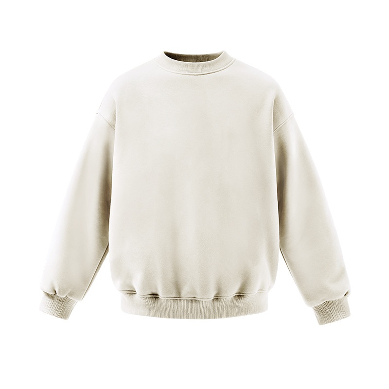 Pure Jie Zhan Men's Clothing|Polar Fleece Crewneck 25 Winter New American Street Style Solid Color Fleece-Lined Sweatshirt_voghion.com