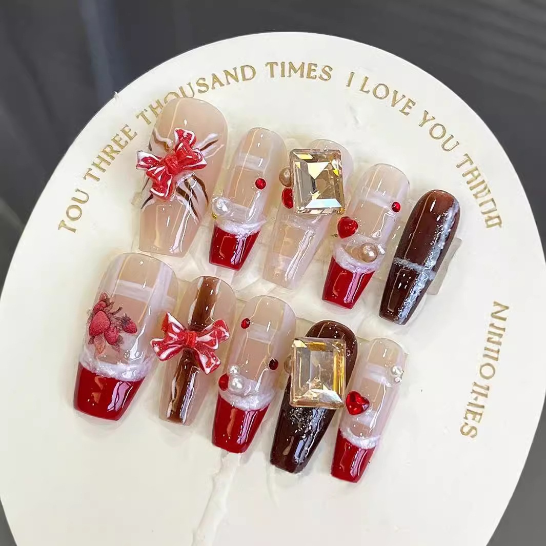 Original Art Dark Yabi Style Niche Hot Girl Castle Beauty Wearable Finished Nail Stickers Christmas_voghion.com