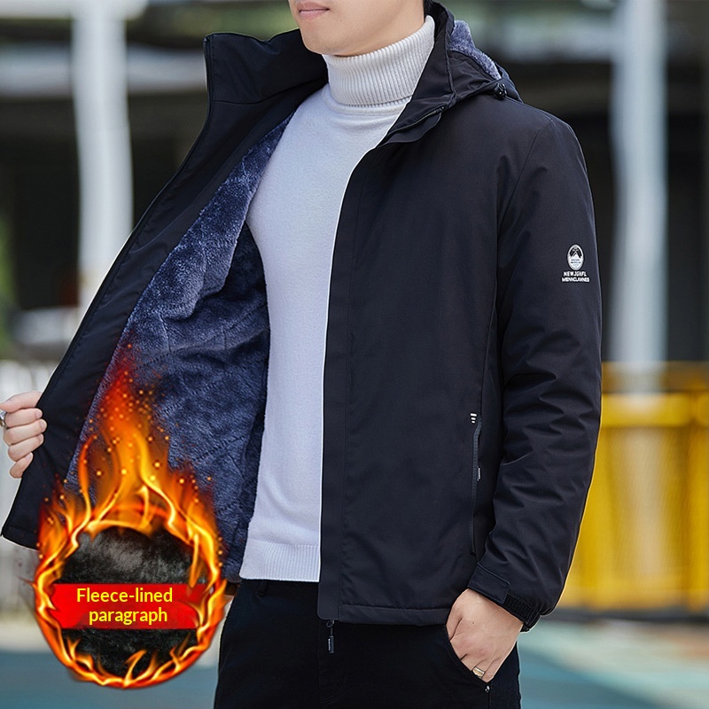 Chaqueta de senderismo para hombre, otoño-invierno, nueva, con forro polar, capucha desmontable, resistente al viento, a la moda, para exteriores_voghion.com