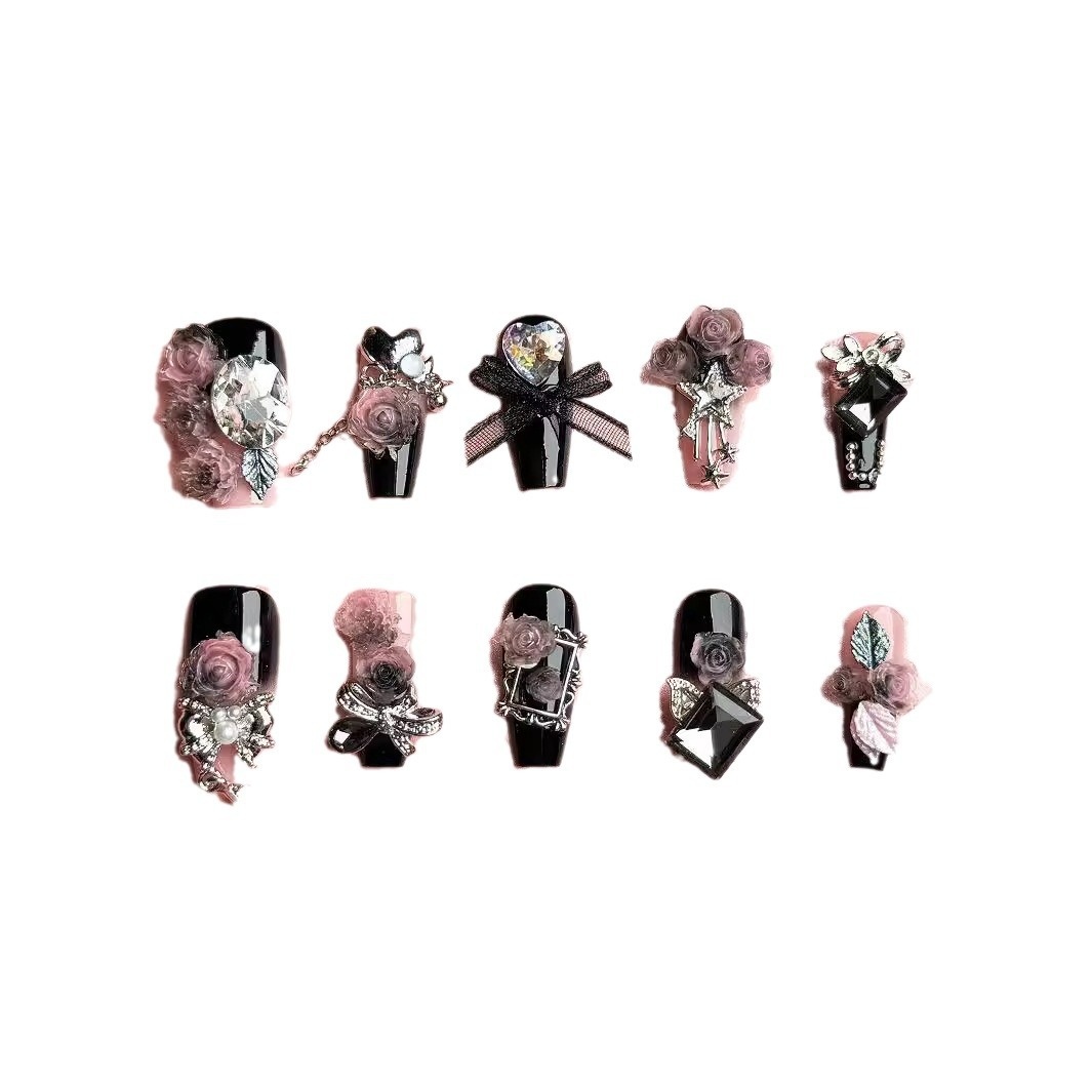 Original Art Dark Yabi Style Niche Hot Girl Castle Beauty Wearable Finished Nail Stickers Christmas_voghion.com