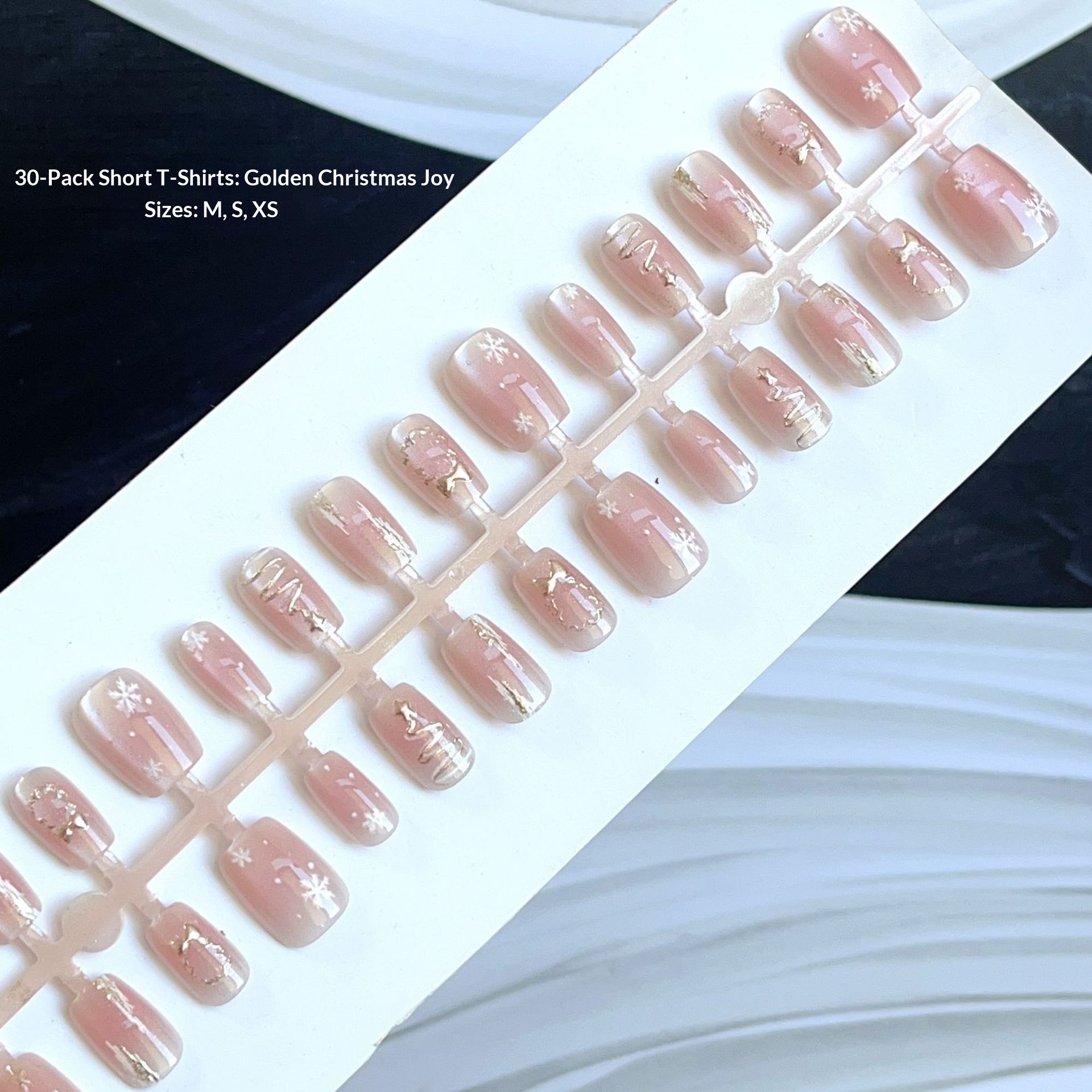 30 Pieces Handmade Wearable Art Gold Foil Christmas Joyful Whitening Elegant Detachable Non-Damaging Nail Stickers_voghion.com