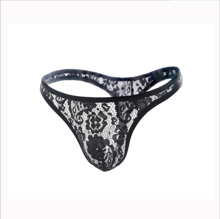 luckyqqyp Men's Passion Thong Temptation Lace Transparent Sexy T-Back GAY Teasing Underwear_voghion.com