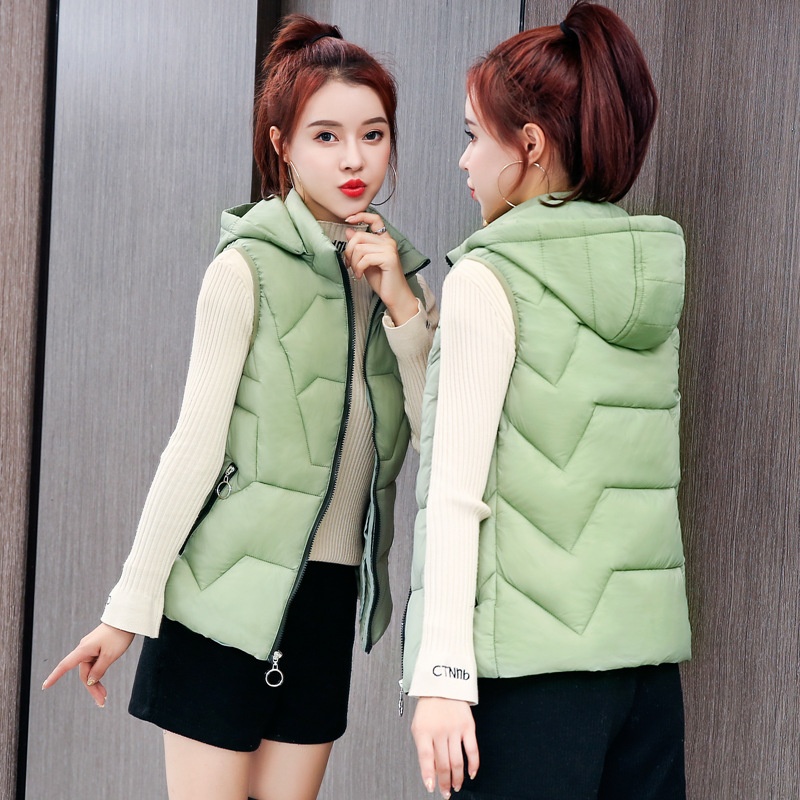 Gobelle Gobelle Women's Autumn Winter New Fashion Down Cotton Short Style Mom Hooded Outerwear Warm Vest_voghion.com