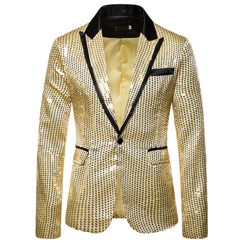 BOY BOY Sequin Performance Tuxedo Nightclub Men's Wear Host Emcee Studio Jacket Suit XZ58_voghion.com