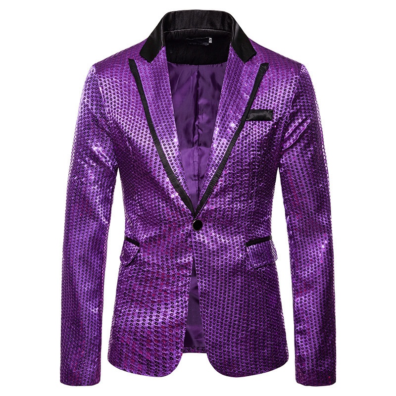 BOY BOY Sequin Performance Tuxedo Nightclub Men's Wear Host Emcee Studio Jacket Suit XZ58_voghion.com