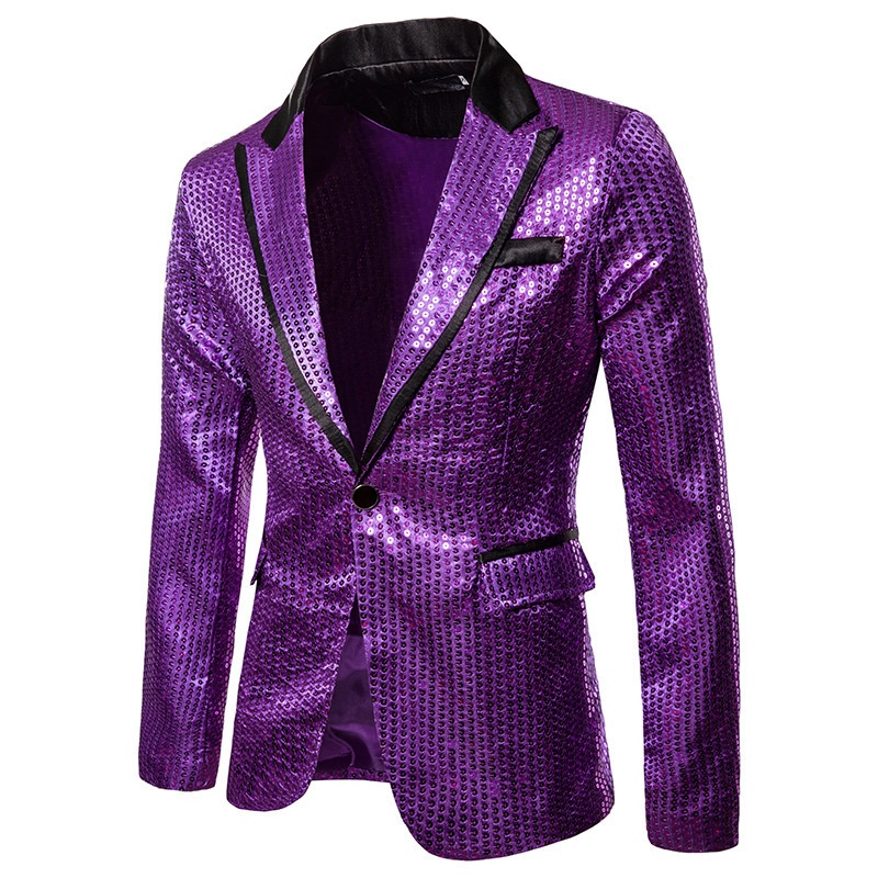 BOY BOY Sequin Performance Tuxedo Nightclub Men's Wear Host Emcee Studio Jacket Suit XZ58_voghion.com