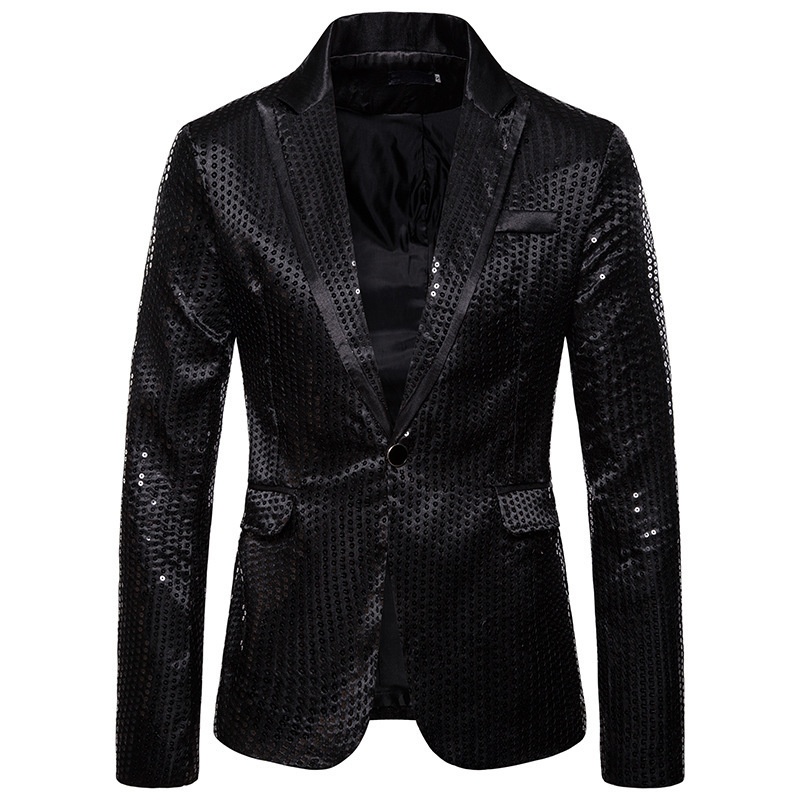 BOY BOY Sequin Performance Tuxedo Nightclub Men's Wear Host Emcee Studio Jacket Suit XZ58_voghion.com