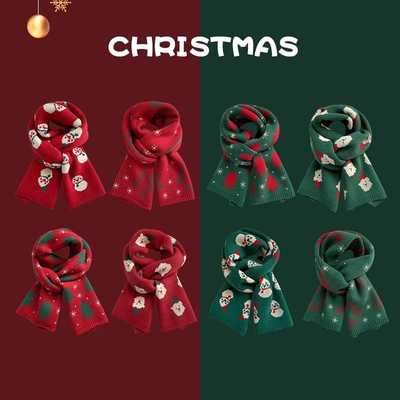 ToyPulse Children's Autumn Winter New Christmas Boys Red Warm Kids Knitted Girls Thickened Scarf_voghion.com