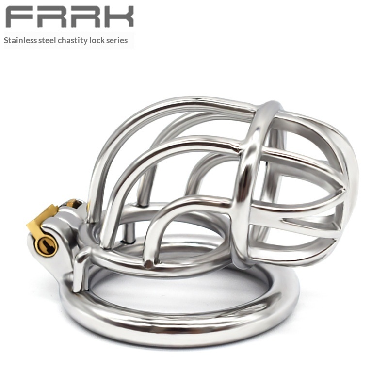 luckyqqyp FRRK-46 Men's New Curved Stainless Steel Chastity CB Lock Sex Toy_voghion.com