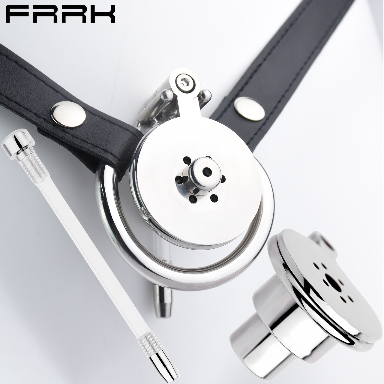 luckyqqyp FRRK-152 Dispositivo de Castidad de Metal Negativo para Hombres, Juguete Sexual Portátil con Catéter de Silicona y Cerradura CB Lock_voghion.com