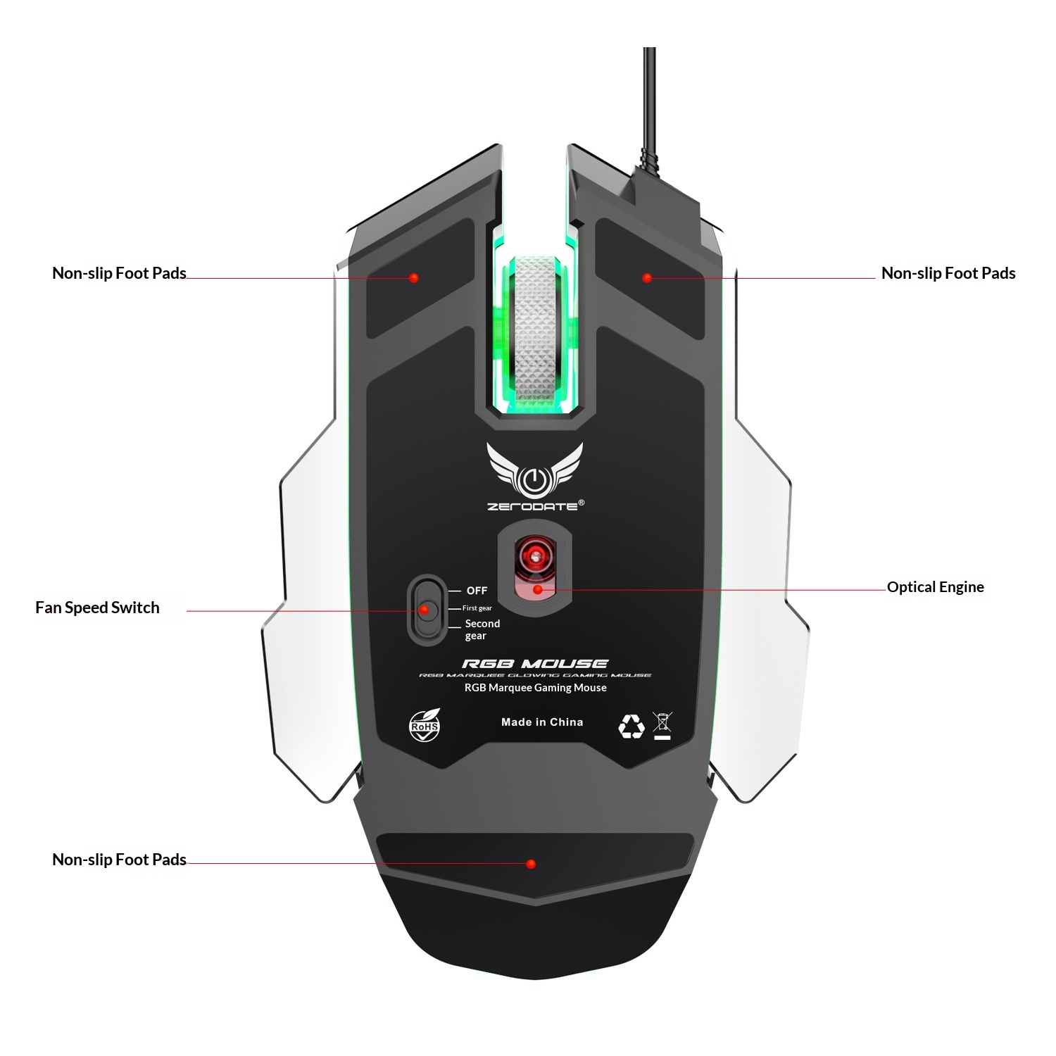 Digitex Digitex Source Factory Cooling Fan Wired Ro Programming RGB Lighting Gaming Competitive Computer Mouse Wholesale_voghion.com