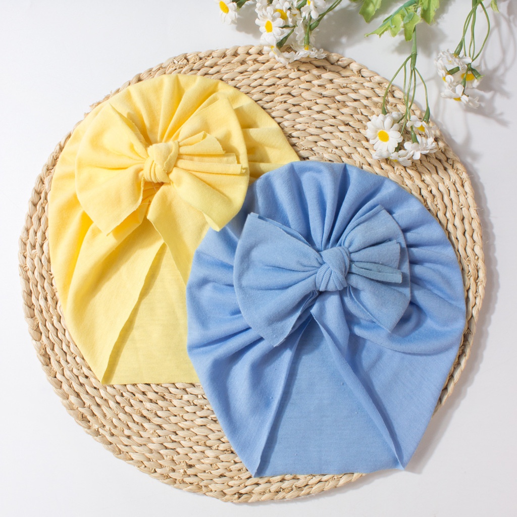 Novo gorro infantil de verão com laço, cor sólida e design fofo._voghion.com