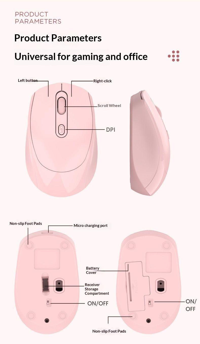 Digitex Digitex Mouse Computer Office Laptop Tablet Universal Bluetooth Wireless Charging Portable Gaming_voghion.com