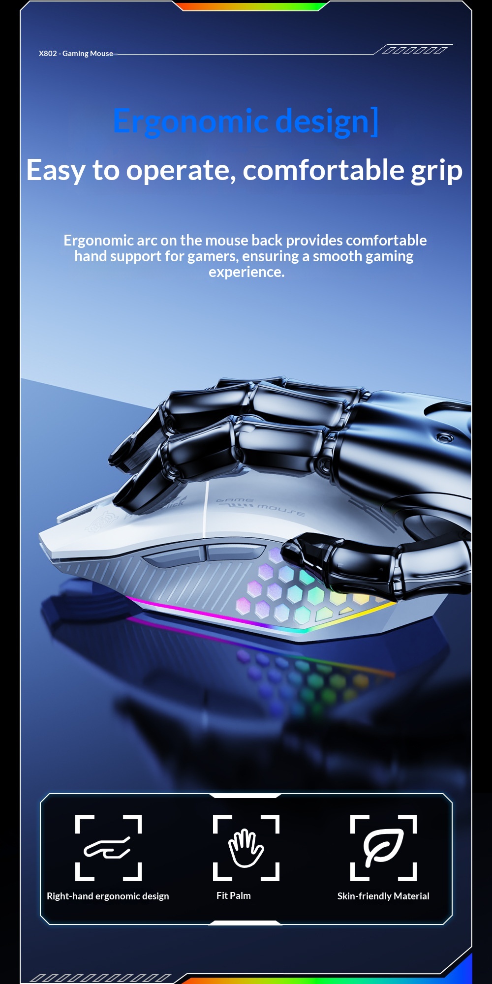 Mouse da gioco Digitex Digitex con cavo, wireless, Bluetooth, tripla modalità, e-sport, computer, ufficio, programmazione, modalità privata, USB, desktop_voghion.com