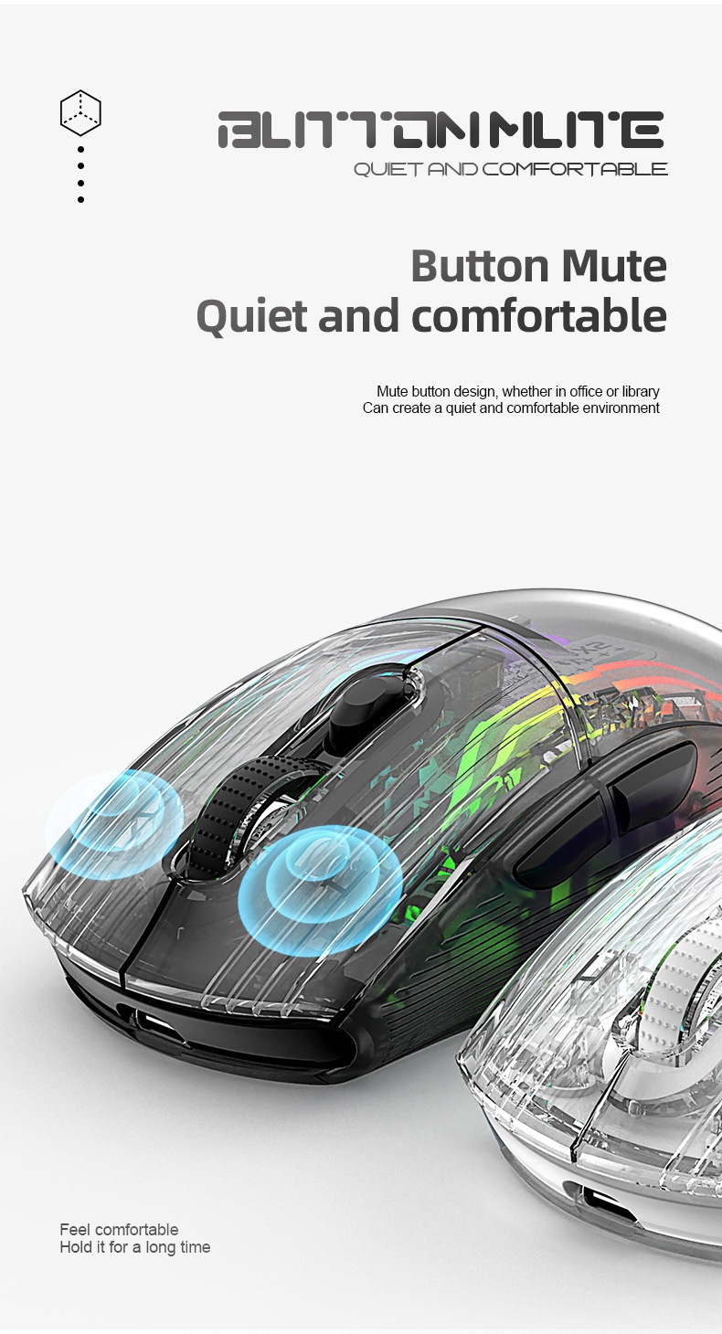 Digitex Digitex Attack Shark X2ProRGB Luminous Wireless Bluetooth Three-Mode Transparent Gaming Esports Mouse_voghion.com