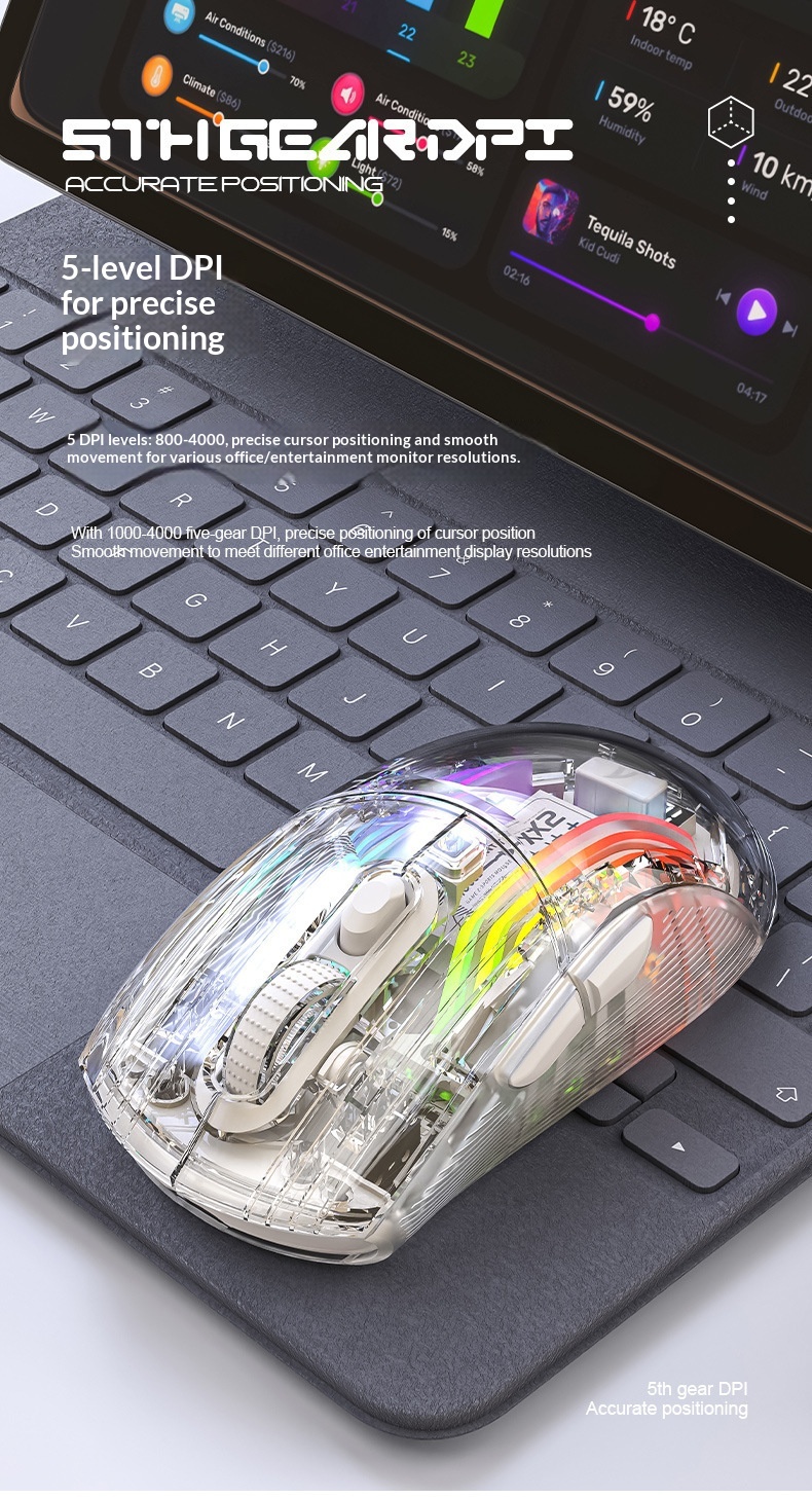 Digitex Digitex Attack Shark X2ProRGB Luminous Wireless Bluetooth Three-Mode Transparent Gaming Esports Mouse_voghion.com