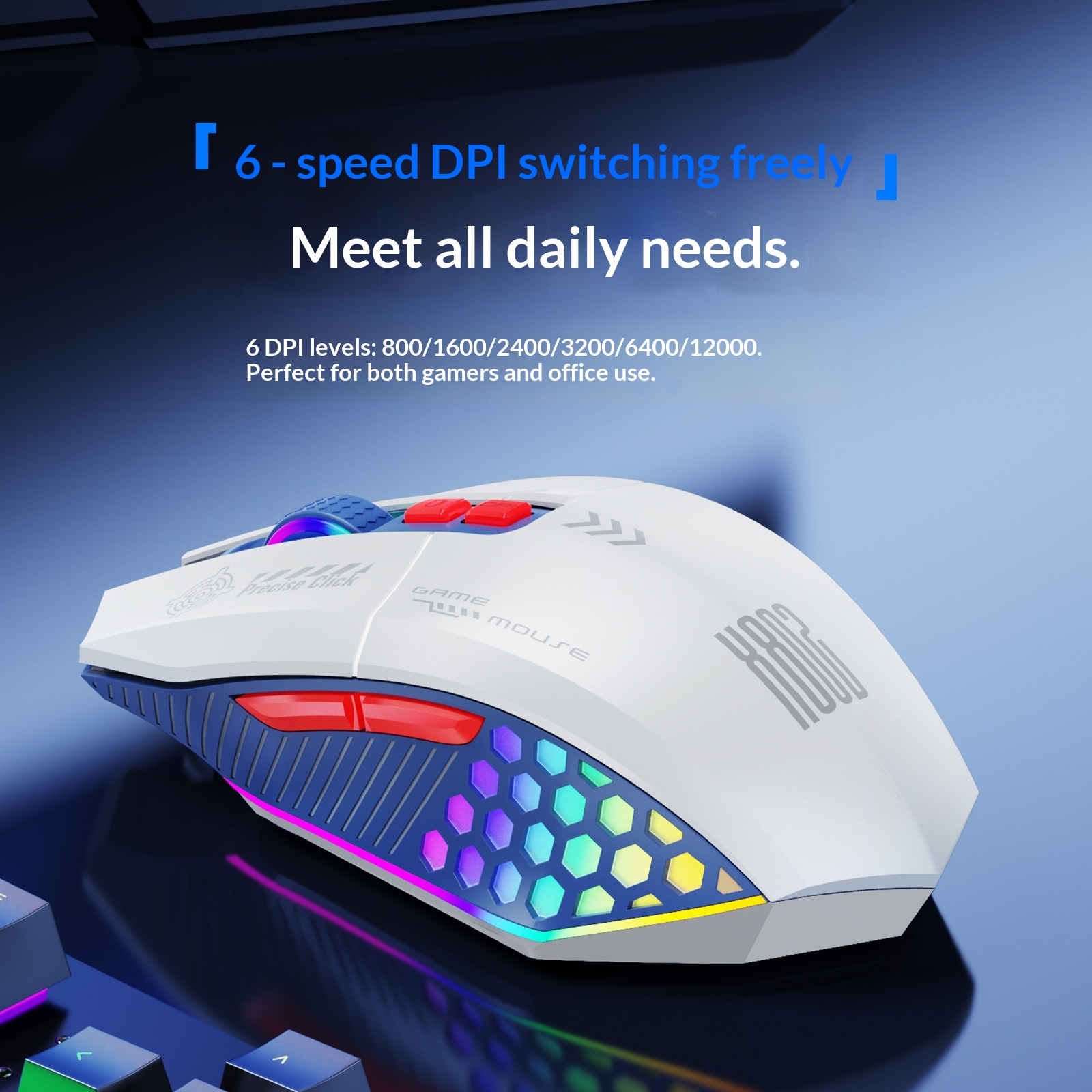 Mouse da gioco Digitex Digitex con cavo, wireless, Bluetooth, tripla modalità, e-sport, computer, ufficio, programmazione, modalità privata, USB, desktop_voghion.com