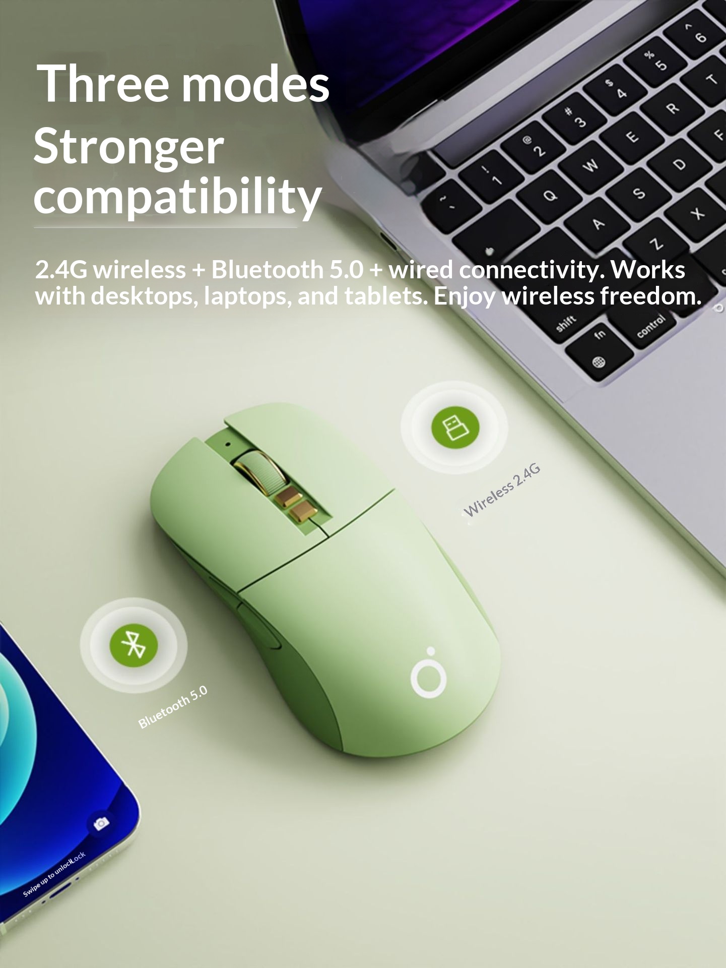 Ratón inalámbrico recargable Digitex Forerunner E-Sports para juegos mecánicos de tres modos, silencioso y sin ruido para computadora de oficina, venta al por mayor_voghion.com