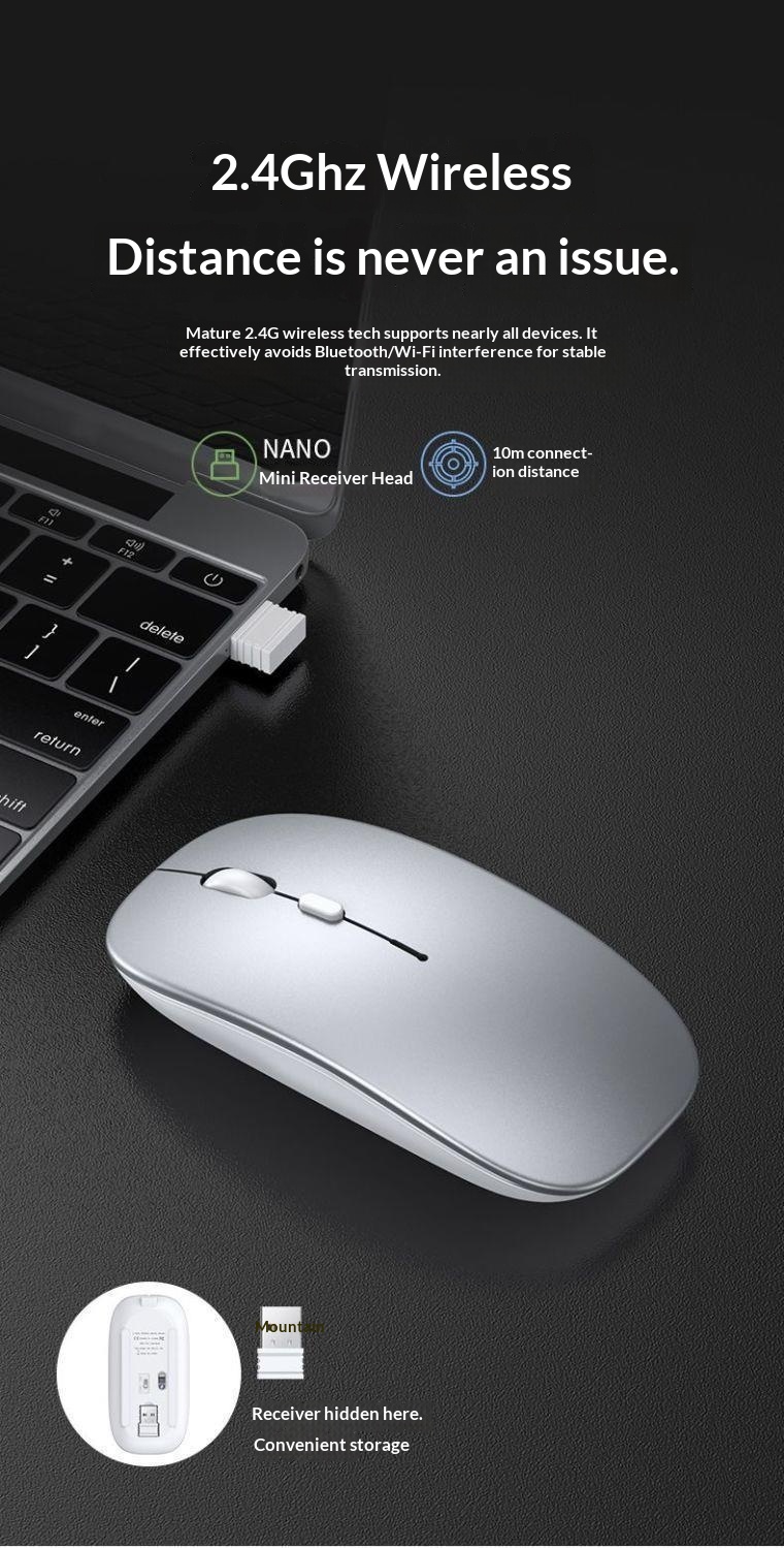 Digitex Digitex Mouse Wireless Bluetooth Silent Rechargeable Desktop Computer Laptop Tablet Office Gaming Universal Lightweight_voghion.com