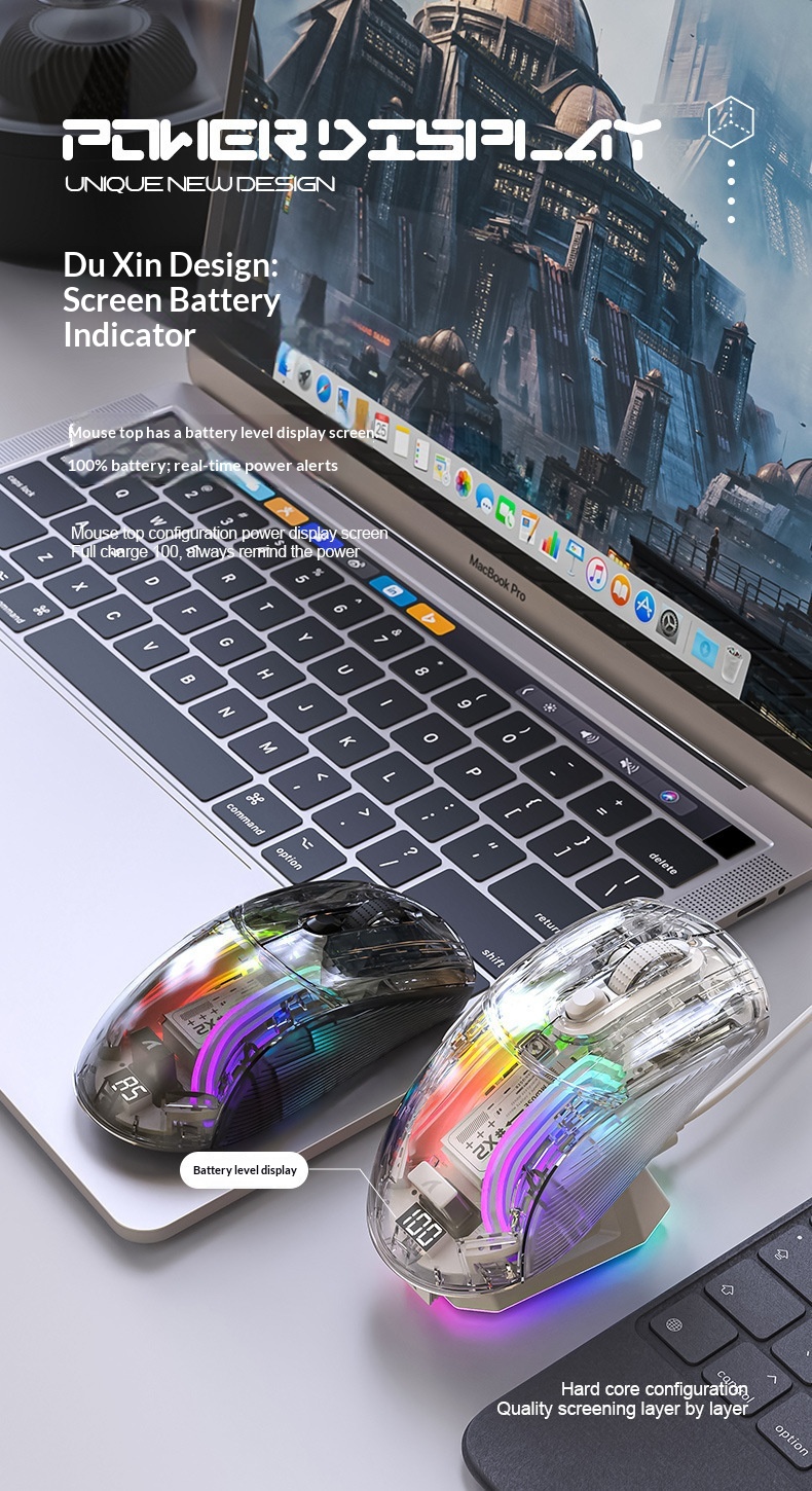 Digitex Digitex Attack Shark X2ProRGB Luminous Wireless Bluetooth Three-Mode Transparent Gaming Esports Mouse_voghion.com