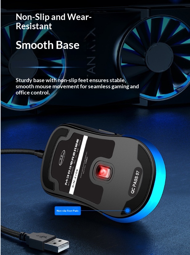 Digitex Xinmeng 383B Mechanische, kabelgebundene Gaming-Maus mit variabler Geschwindigkeit und 7D-Technologie, leuchtend und ergonomisch_voghion.com