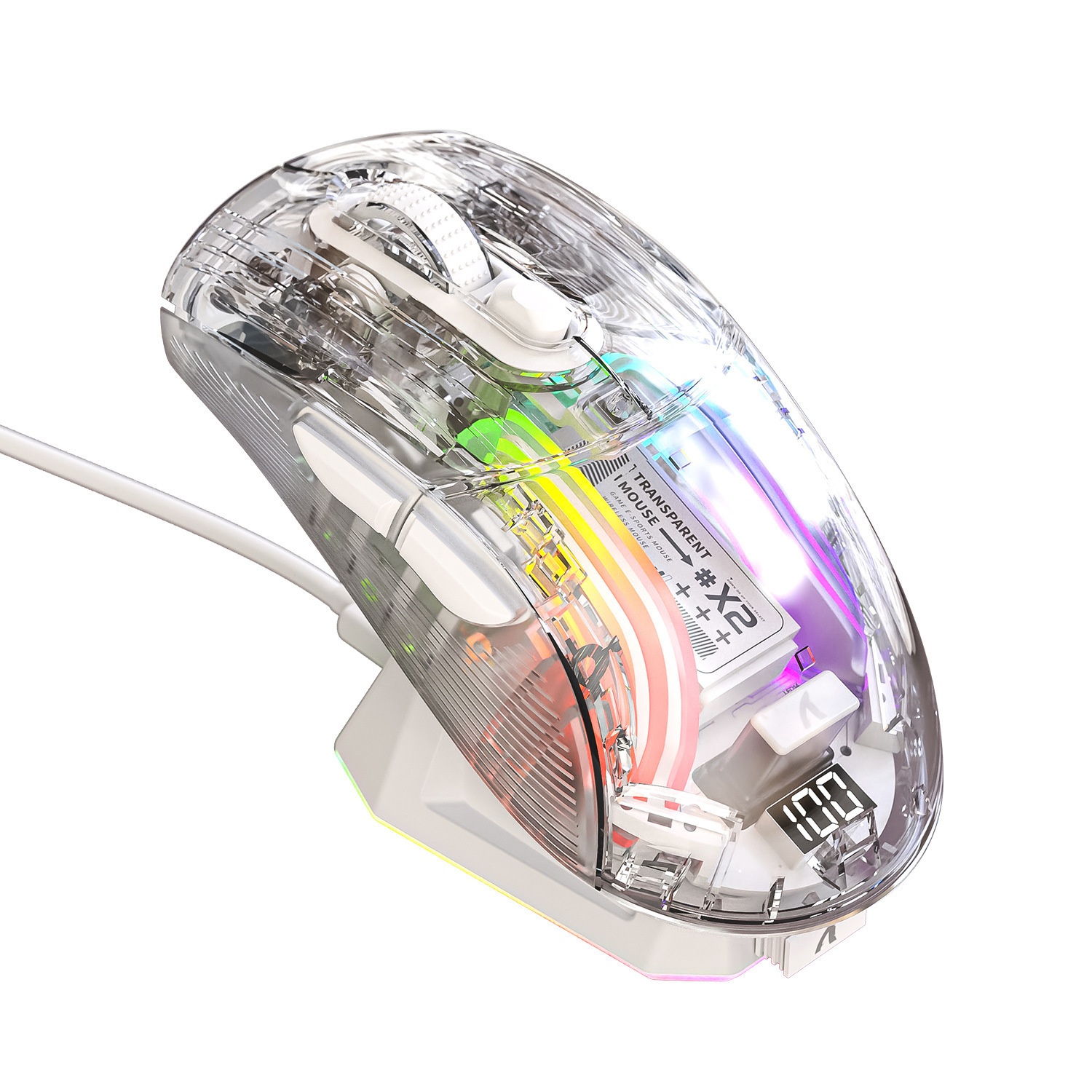 Digitex Digitex Attack Shark X2ProRGB Luminous Wireless Bluetooth Three-Mode Transparent Gaming Esports Mouse_voghion.com