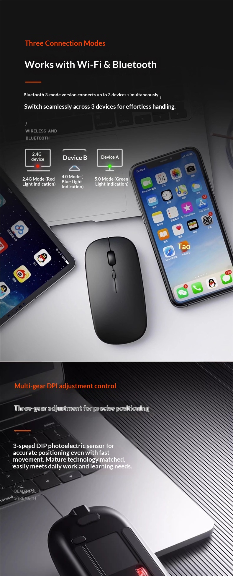 Digitex Digitex Wireless Charging Bluetooth Dual Mode Office Laptop Mouse Smart Silent Tablet Input_voghion.com