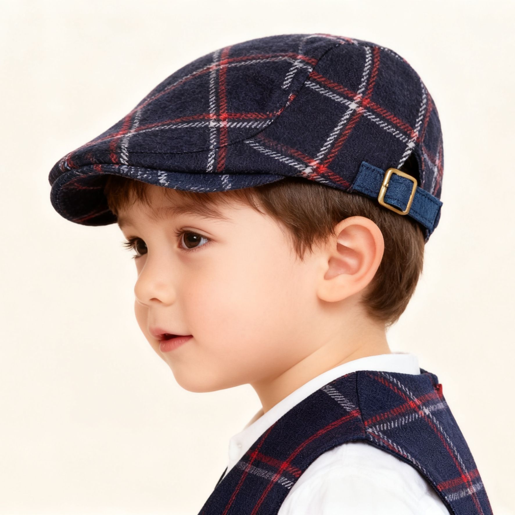 ToyPulse Icap/South China Autumn Winter Beret Children's Woolen Plaid Forward Boys And Girls Baby Duckbill Cap_voghion.com