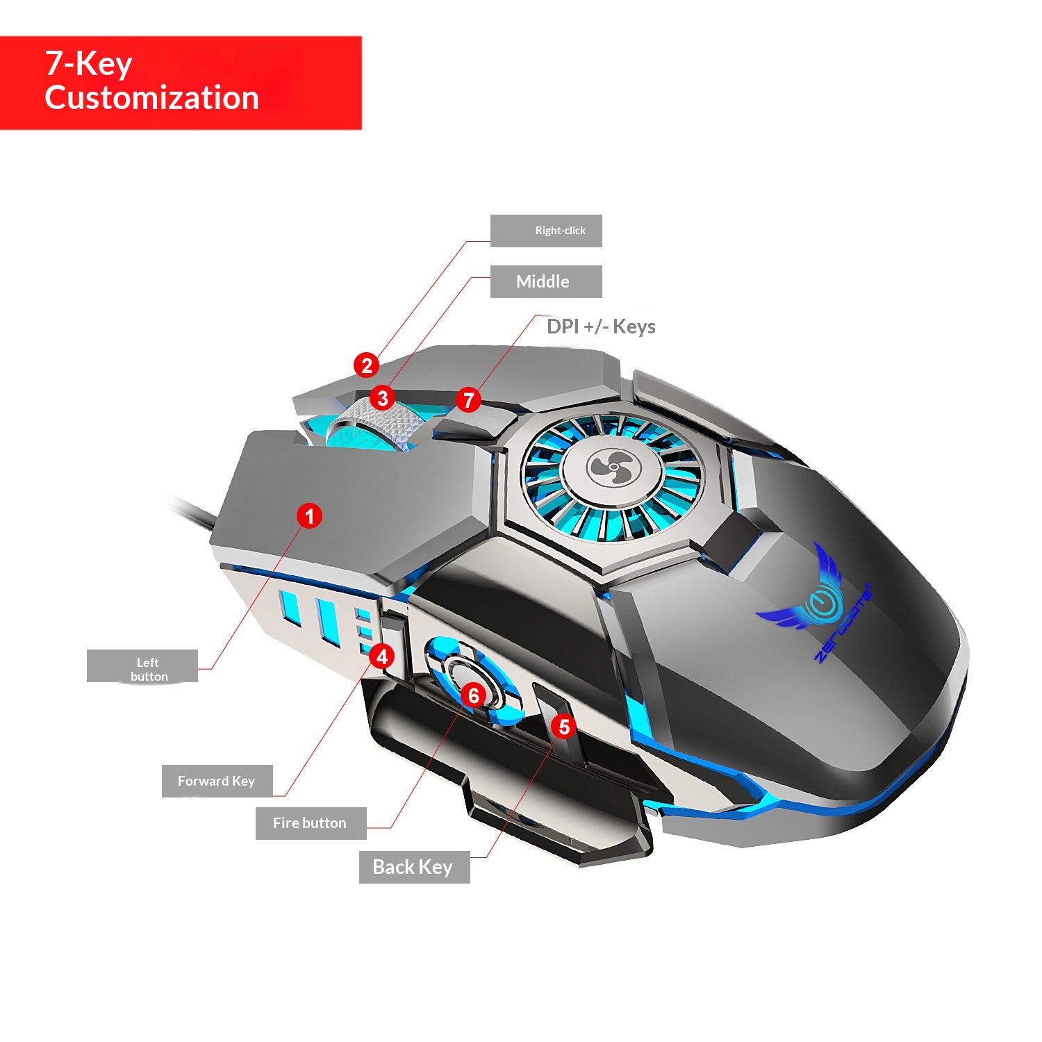 Digitex Digitex Source Factory Cooling Fan Wired Ro Programming RGB Lighting Gaming Competitive Computer Mouse Wholesale_voghion.com