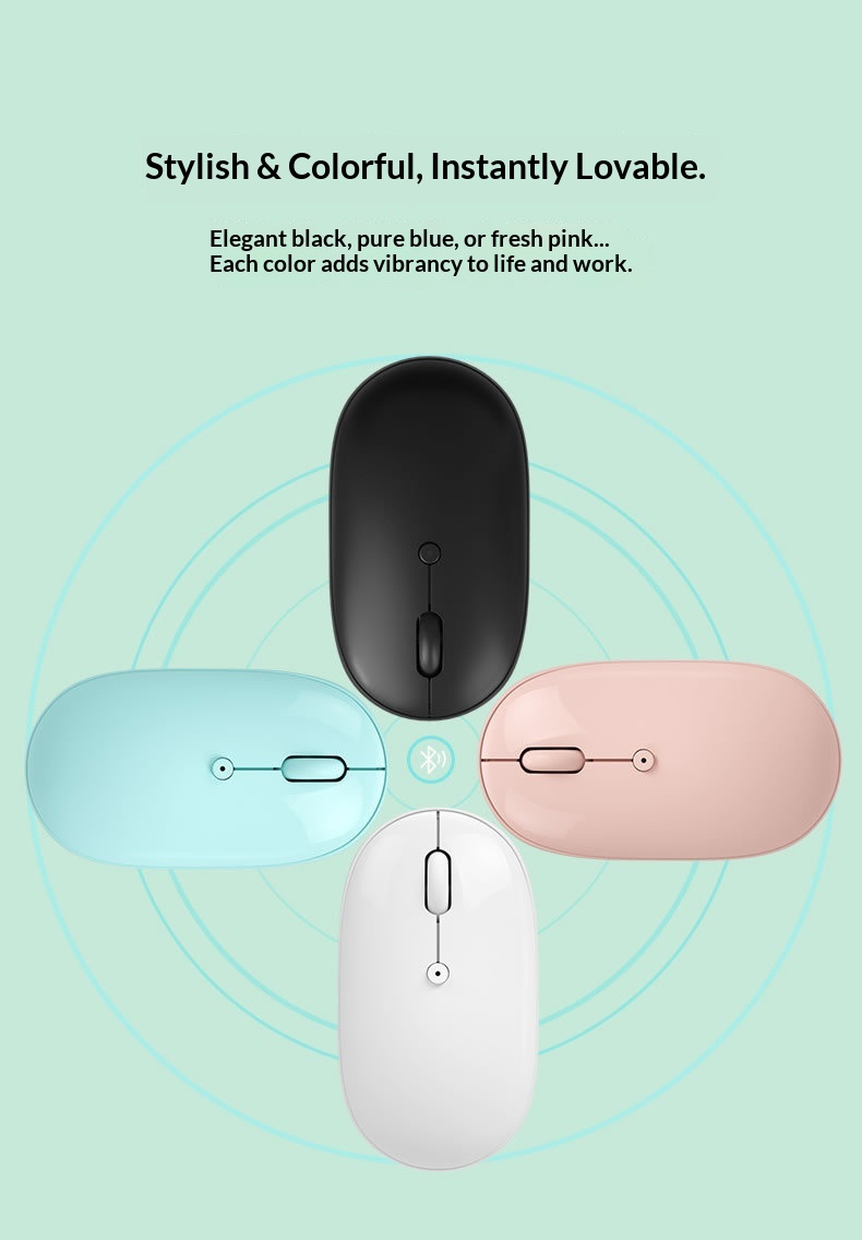 Digitex Digitex BOW Bluetooth Dual-Mode Wireless Mouse Silent Rechargeable Compatible With IPad Tablet Phone Three-Mode Ergonomic Design_voghion.com