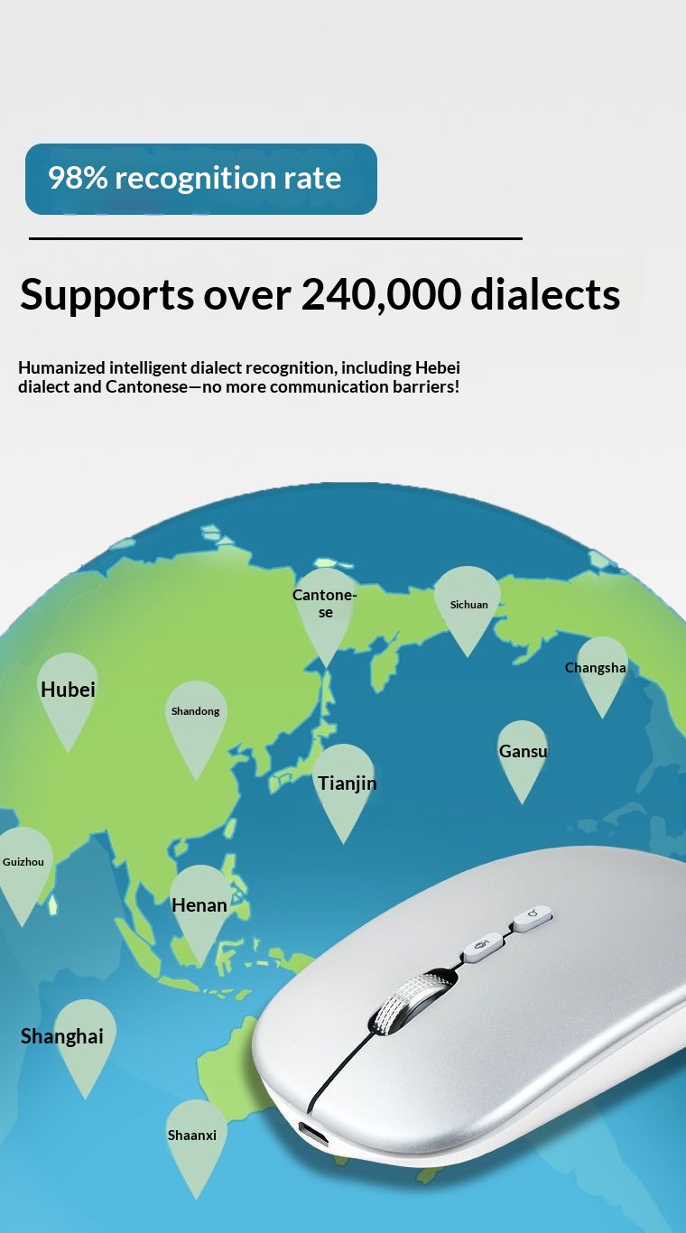Digitex ist kompatibel mit der Huawei AI Smart Wireless Voice Mouse und bietet Funktionen wie Sprechen, Tippen, Übersetzen, Steuern, Bluetooth und drei Modi._voghion.com